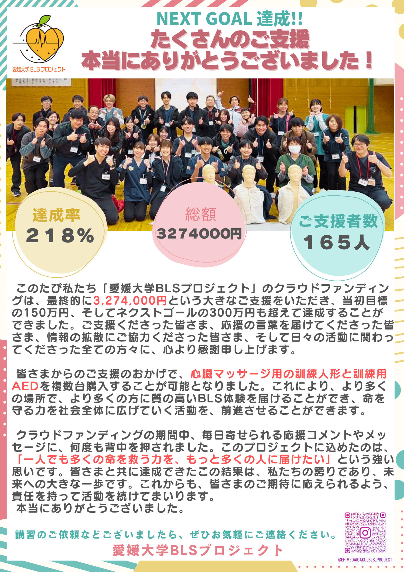 医学部生主体のクラウドファンディング目標達成の御礼